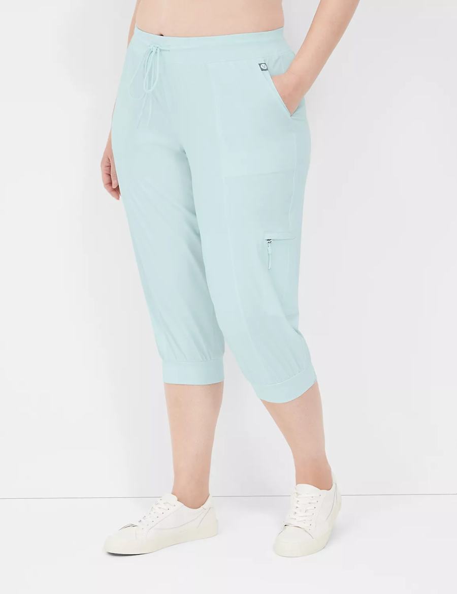 Women Lane Bryant LIVI Stretch Woven Capri Joggers Light Green | SPA766WY