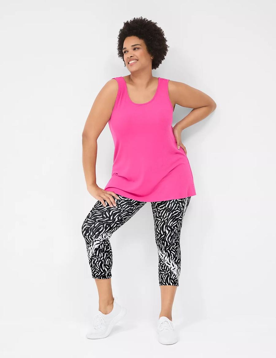 Women Lane Bryant LIVI Twist-Back Rib Tank Top Fuchsia Pink | PYV8270IC