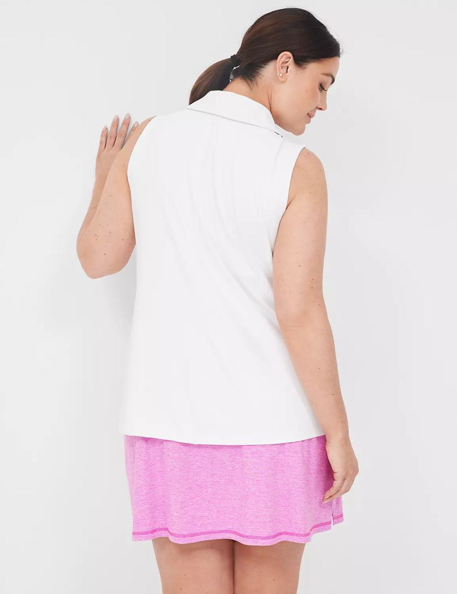 Women Lane Bryant LIVI V-Neck Recycled LIVI Soft Polo Tank Top White | UZC2257FT