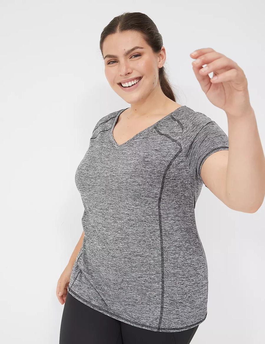Women Lane Bryant LIVI Wicking Active Tee T Shirts Black | ACM1894QA