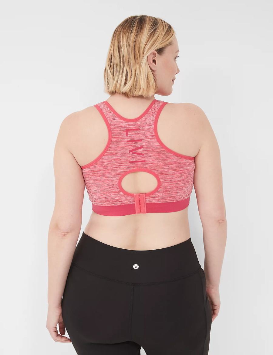 Women Lane Bryant LIVI Wireless Medium-Impact Seamless Sports Bra Pink | XDT317MH