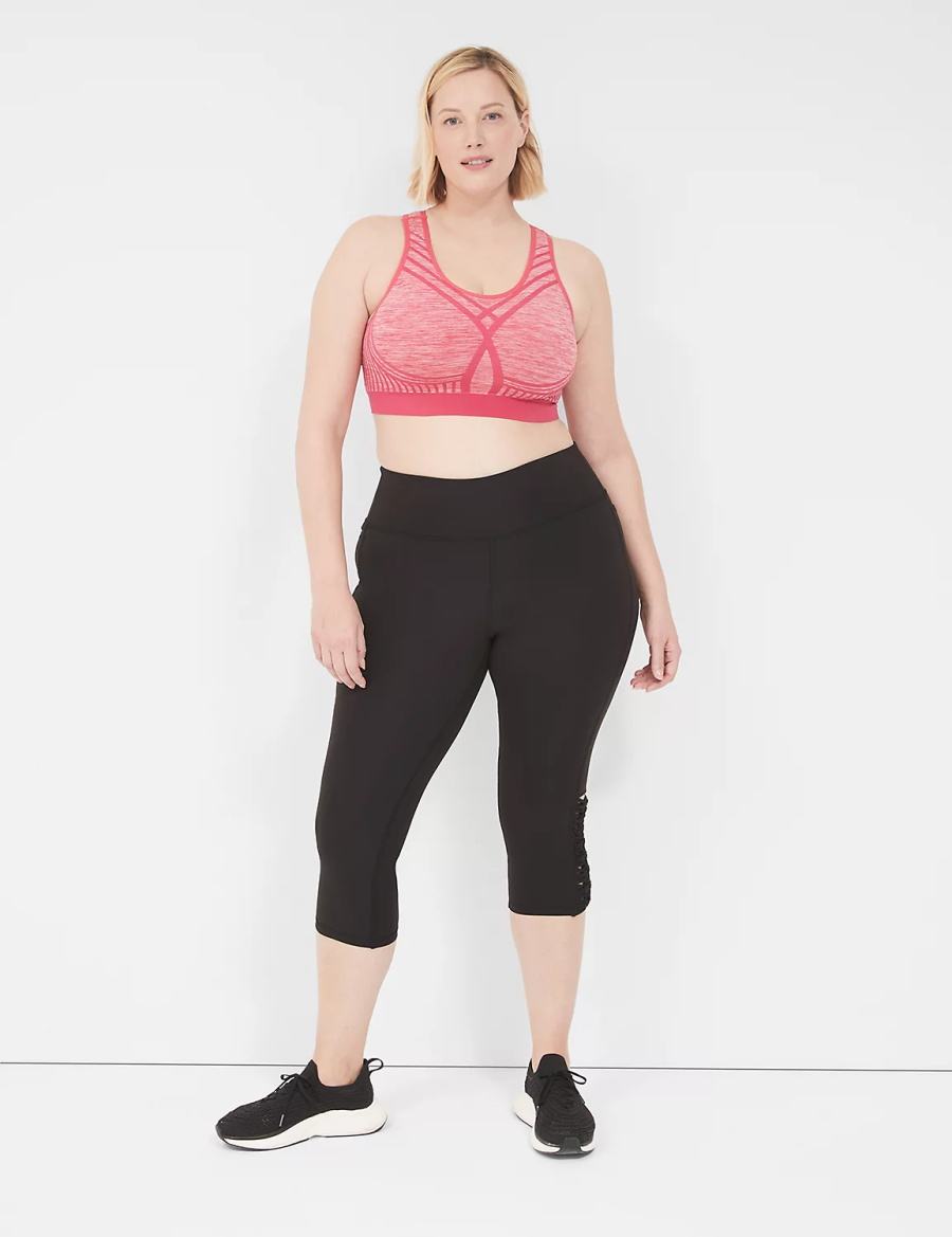 Women Lane Bryant LIVI Wireless Medium-Impact Seamless Sports Bra Pink | XDT317MH