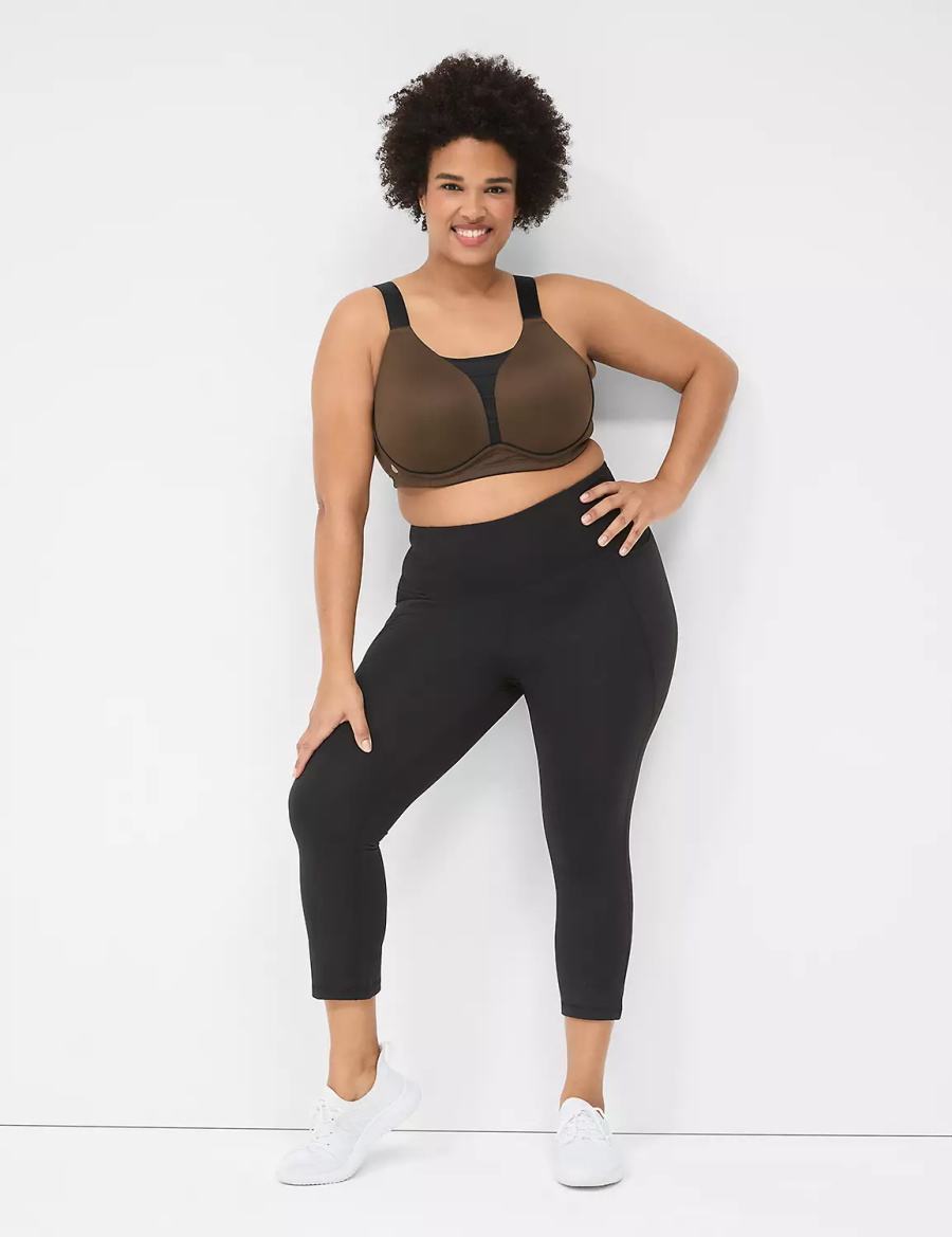 Women Lane Bryant LIVI Wireless Medium-Impact Wicking Sports Bra Dark Brown | ARH8817AN
