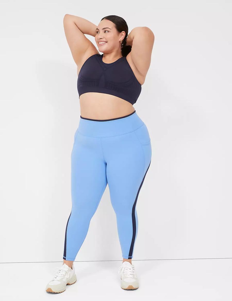 Women Lane Bryant LIVI Wireless Medium-Impact Seamless Sports Bra Blue | VWQ245PN