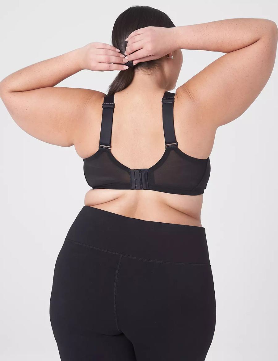 Women Lane Bryant LIVI Wireless Medium-Impact Wicking Sports Bra Black | CGX8417UJ