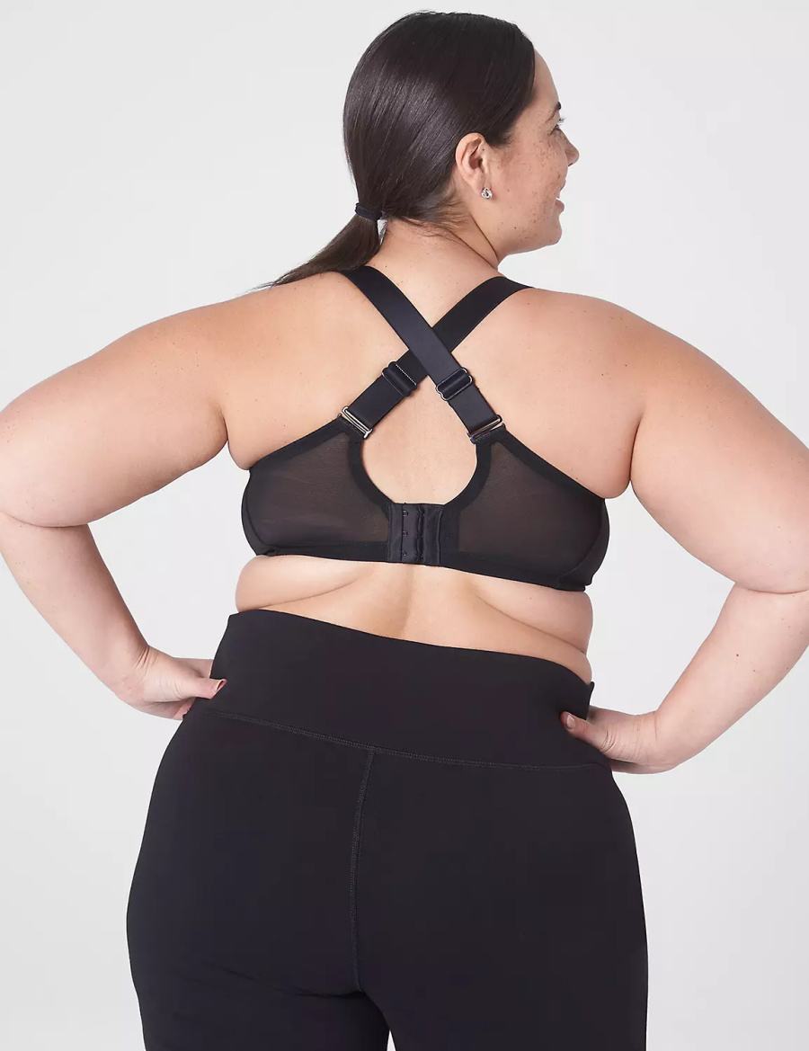 Women Lane Bryant LIVI Wireless Medium-Impact Wicking Sports Bra Black | CGX8417UJ
