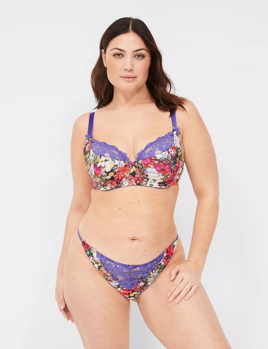 Women Lane Bryant Lace-Back Brazilian Panty Purple Multicolor | UOU1362IZ
