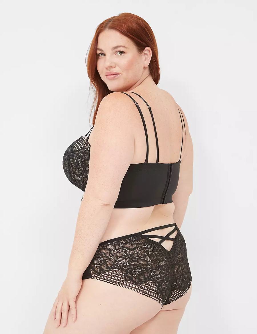 Women Lane Bryant Lace-Back Cheeky Panty Black | MUI7811FP