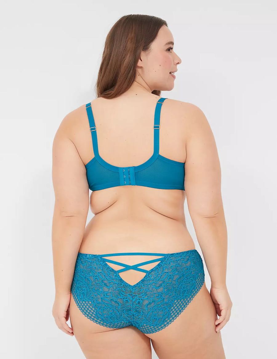 Women Lane Bryant Lace-Back Cheeky Panty Blue | CMX7567HD
