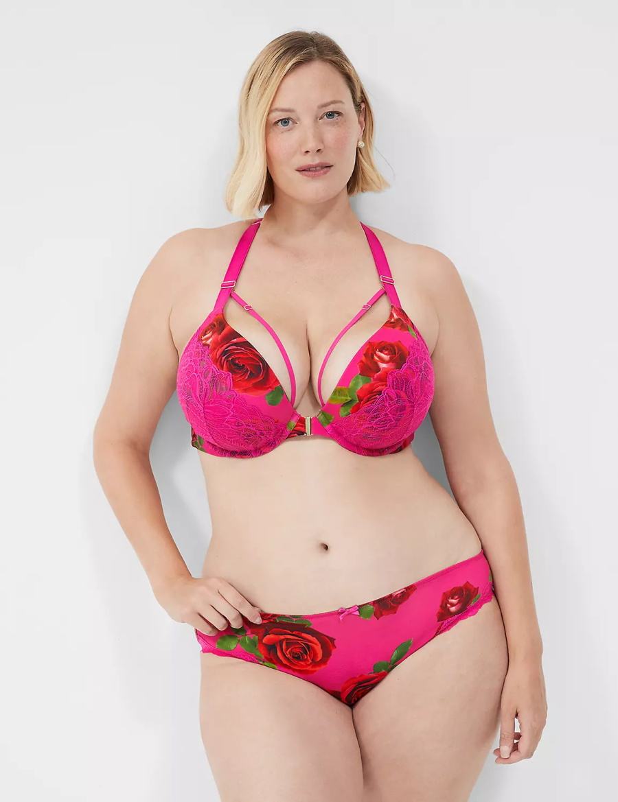 Women Lane Bryant Lace-Trim Bikini Panty Rose Fuchsia | VMW6440MO