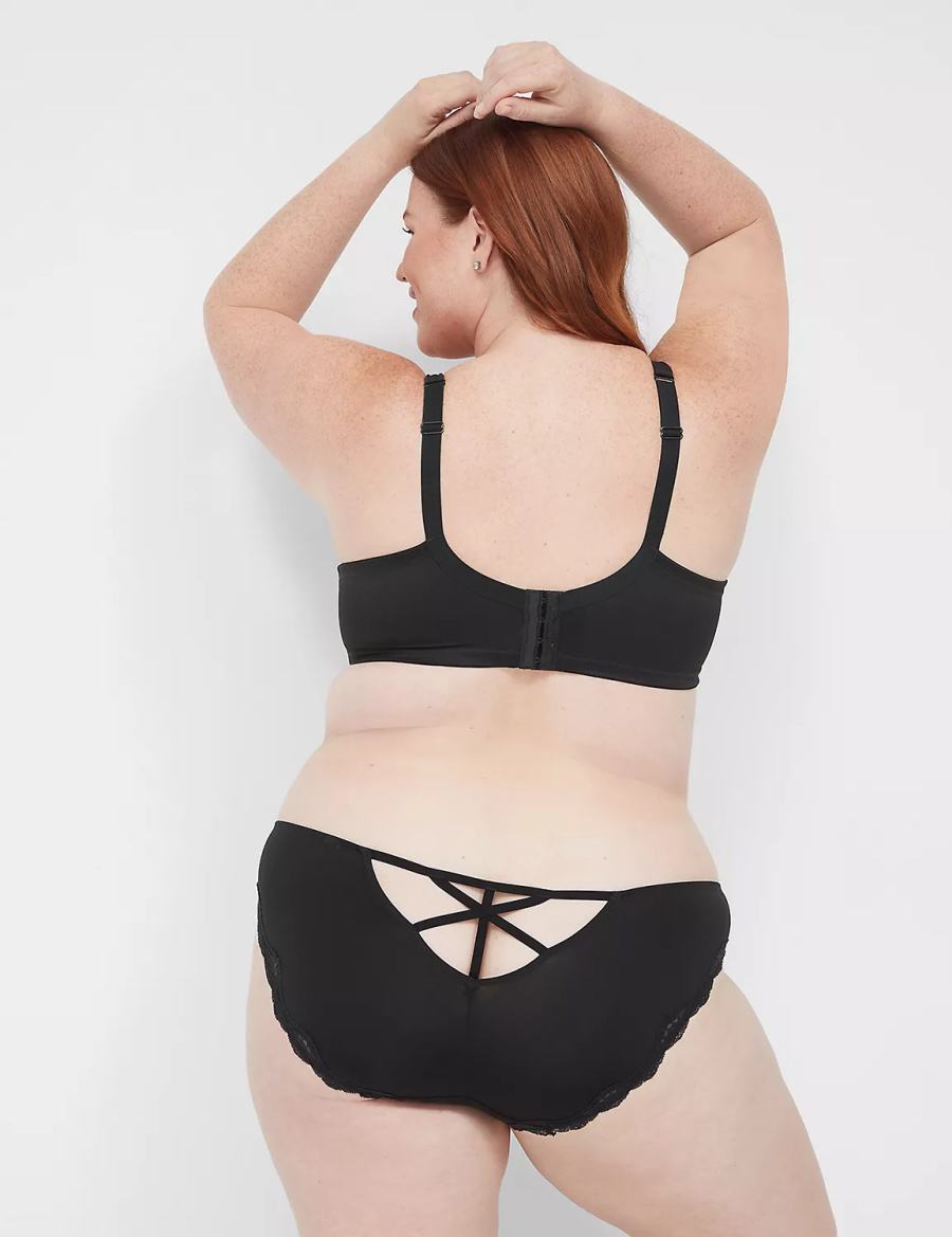 Women Lane Bryant Lace-Trim Bikini Panty Black | XPM3576LE