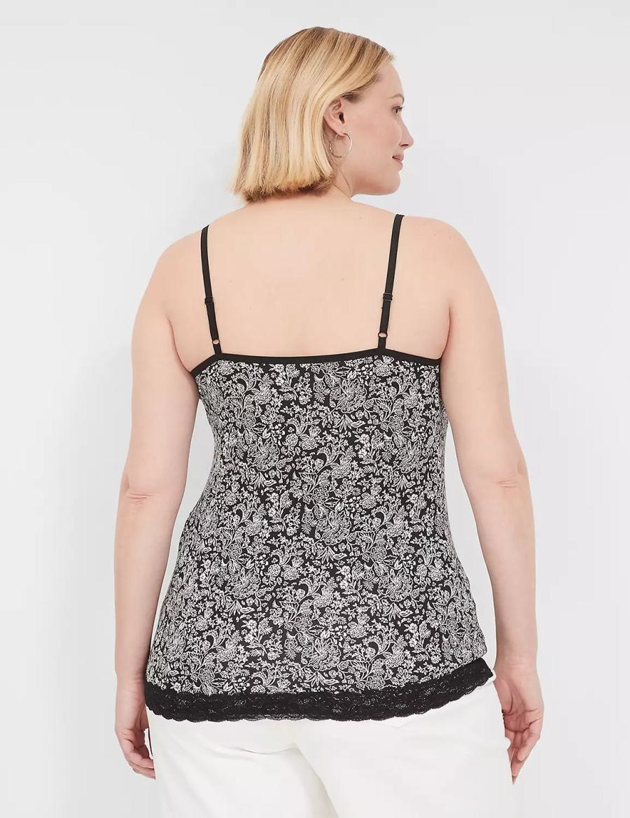 Women Lane Bryant Lace-Trim Cami Tank Top Black | YHD6095UE