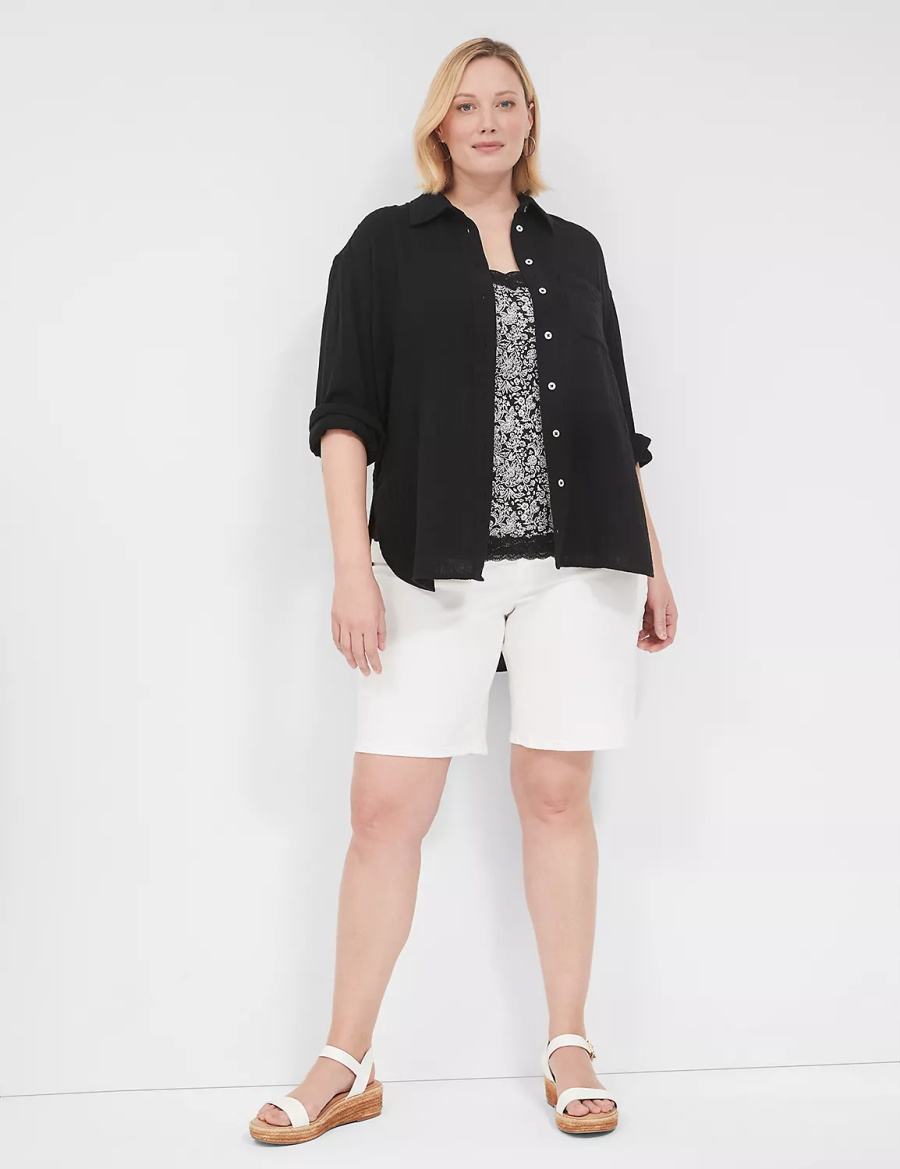 Women Lane Bryant Lace-Trim Cami Tank Top Black | YHD6095UE