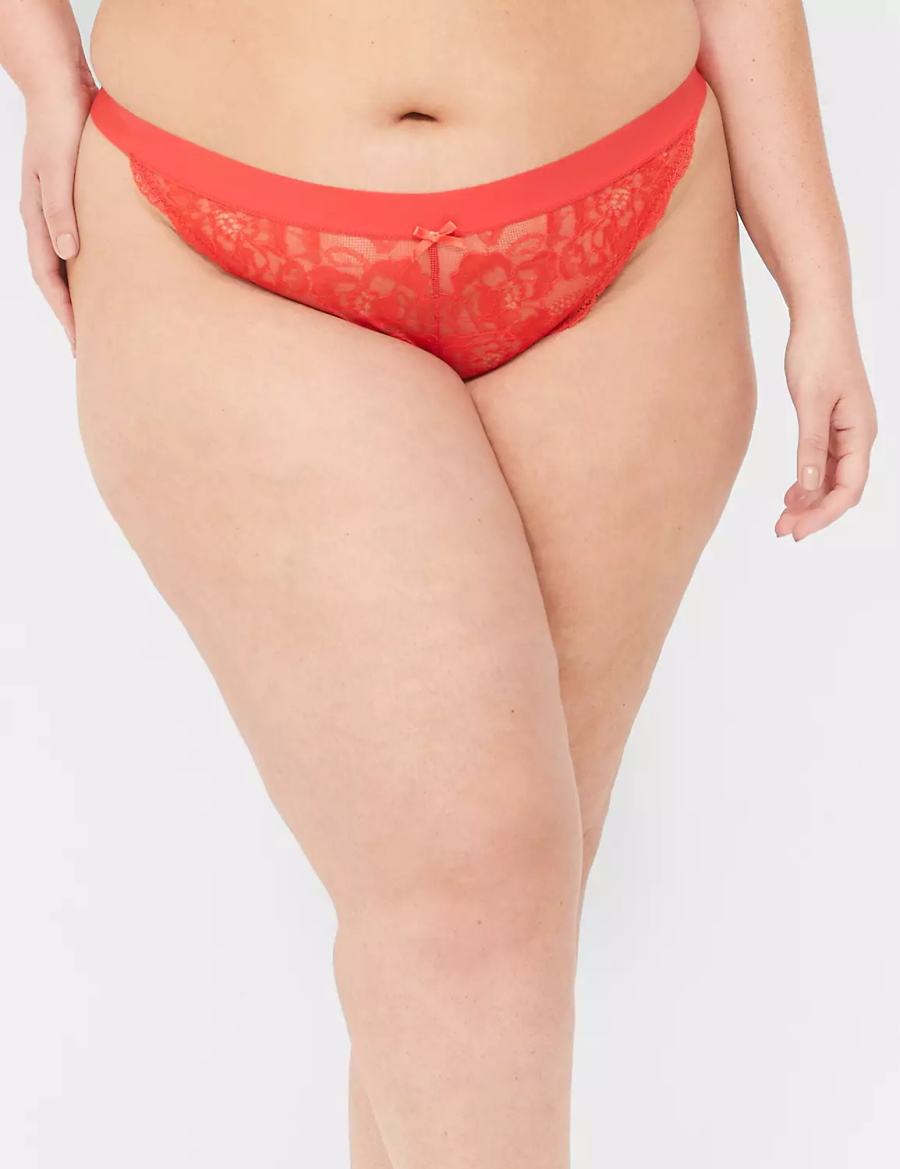 Women Lane Bryant Lace Brazilian Panty Deep Red | RJT1517YX