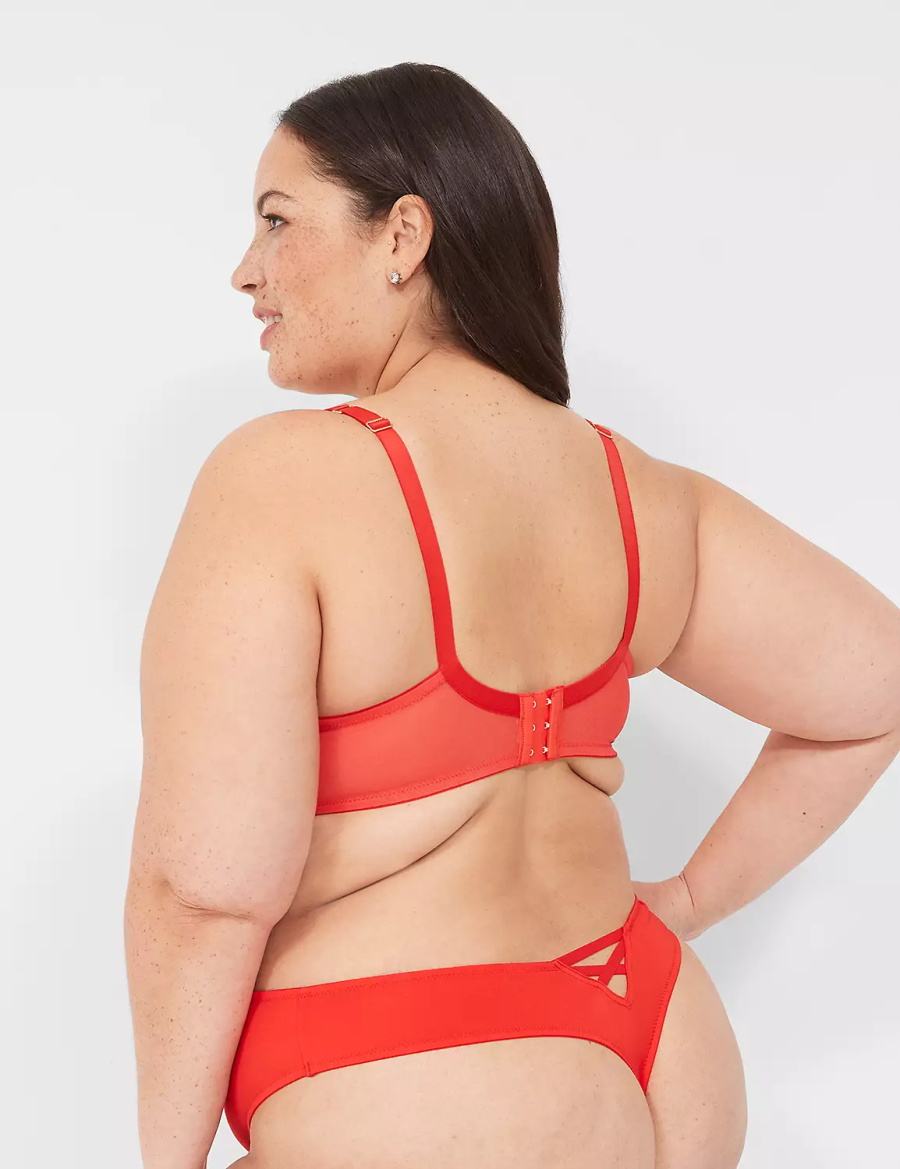 Women Lane Bryant Lace French Thong Panty Deep Red | XLS3782NX