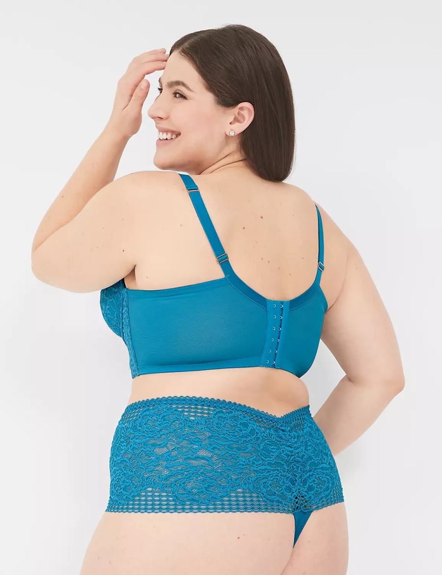 Women Lane Bryant Lace Longline Boost Balconette Bra Blue | NPE8182ZW