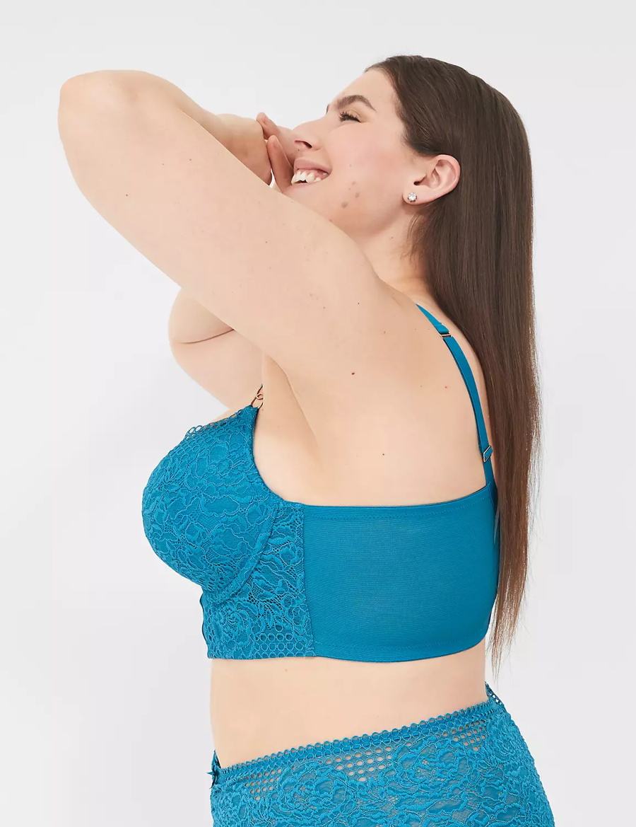 Women Lane Bryant Lace Longline Boost Balconette Bra Blue | NPE8182ZW