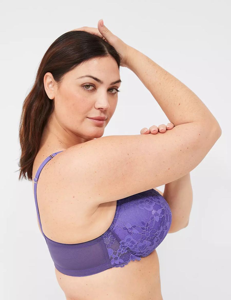 Women Lane Bryant Lace Max Boost Plunge Bralettes Purple | PER7972MK