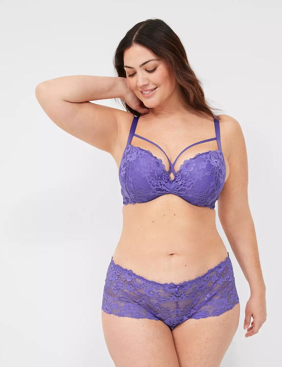 Women Lane Bryant Lace Max Boost Plunge Bralettes Purple | PER7972MK