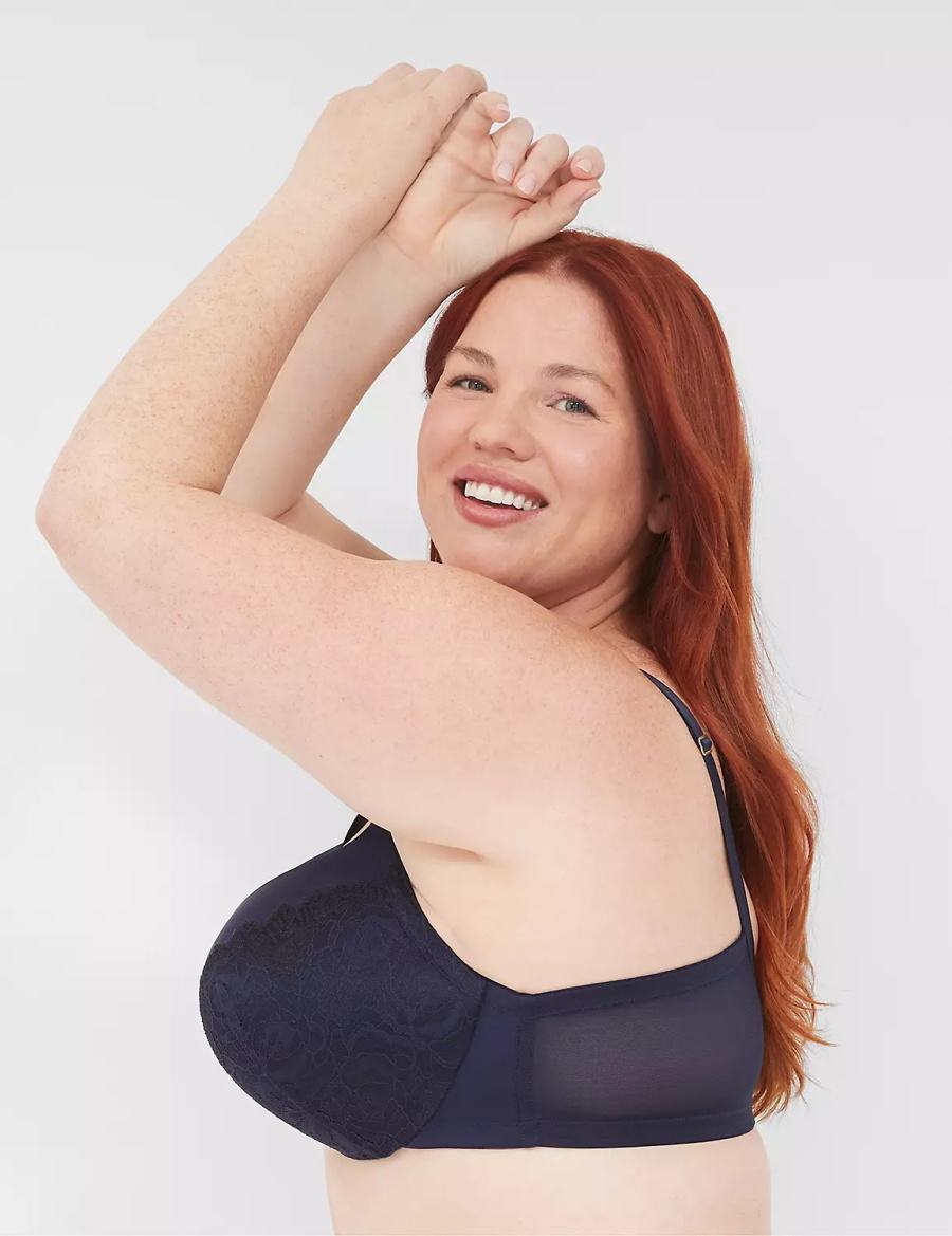 Women Lane Bryant Lace Max Boost Plunge Bralettes Blue | ZIU9129IH