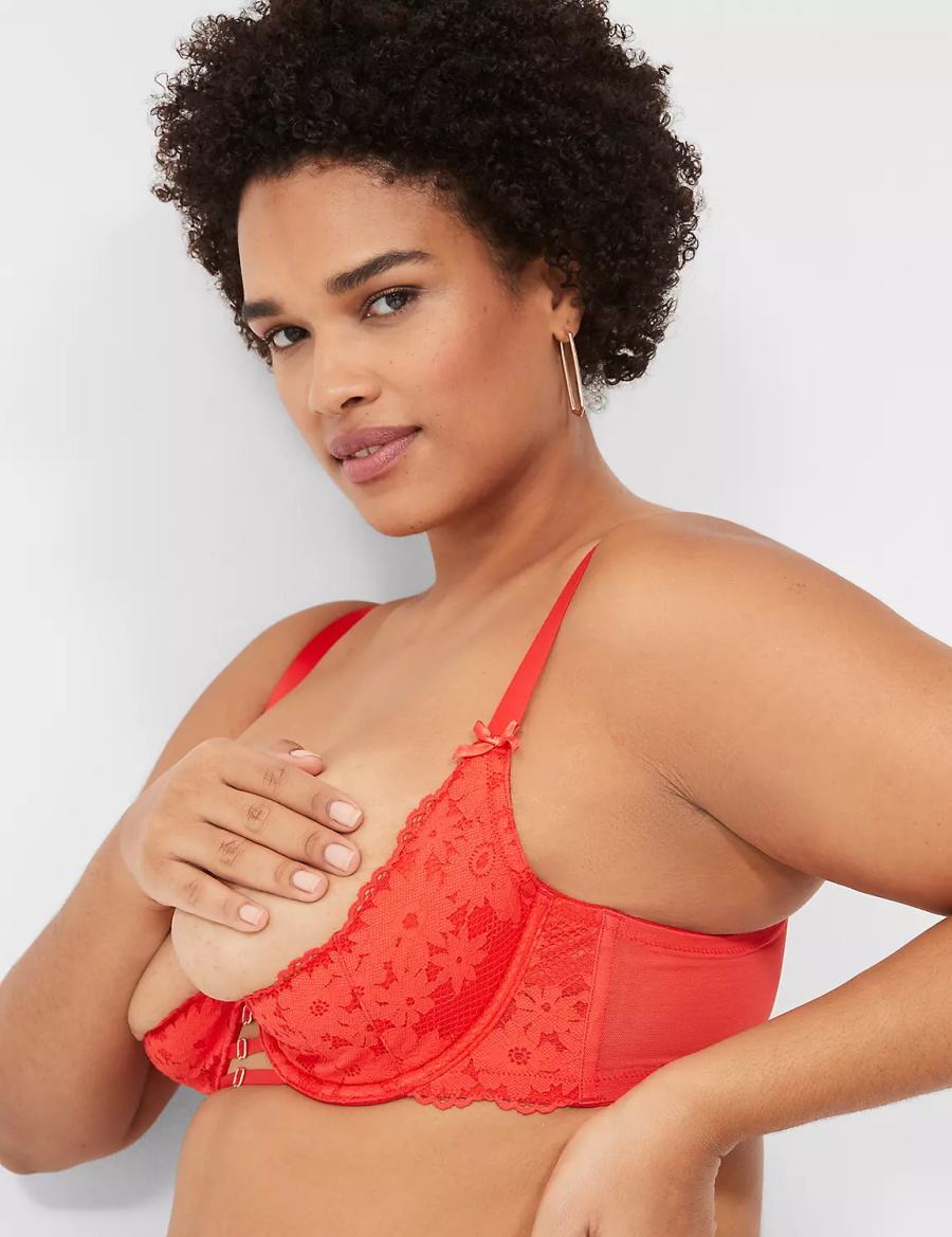 Women Lane Bryant Lace Quarter Cup Bralettes Deep Red | GQZ5195UR