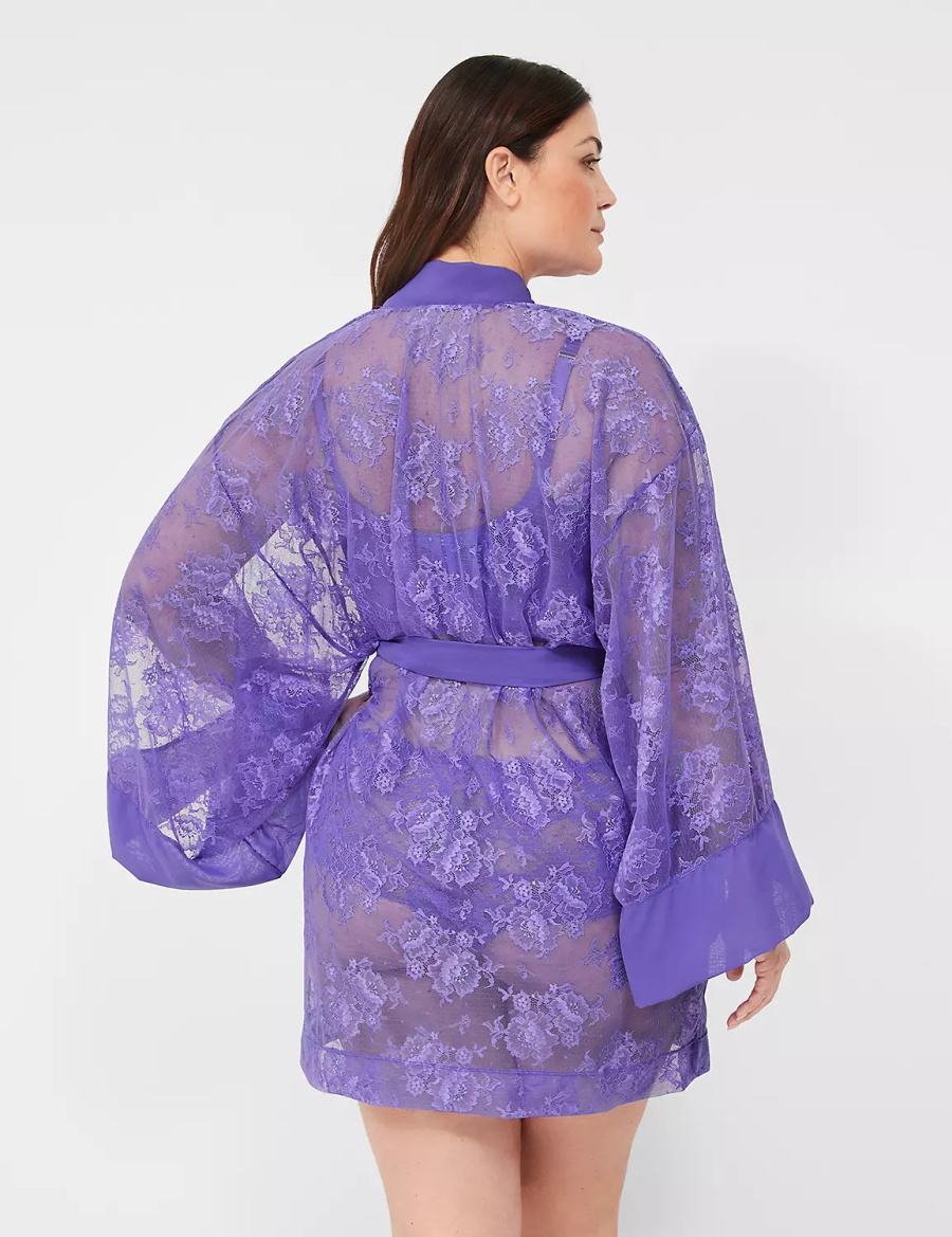 Women Lane Bryant Lace Robe Purple | NYY6250ET
