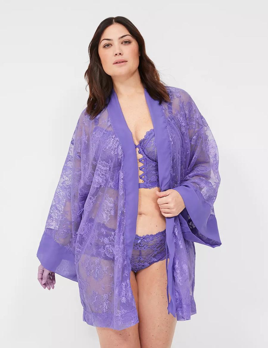 Women Lane Bryant Lace Robe Purple | NYY6250ET