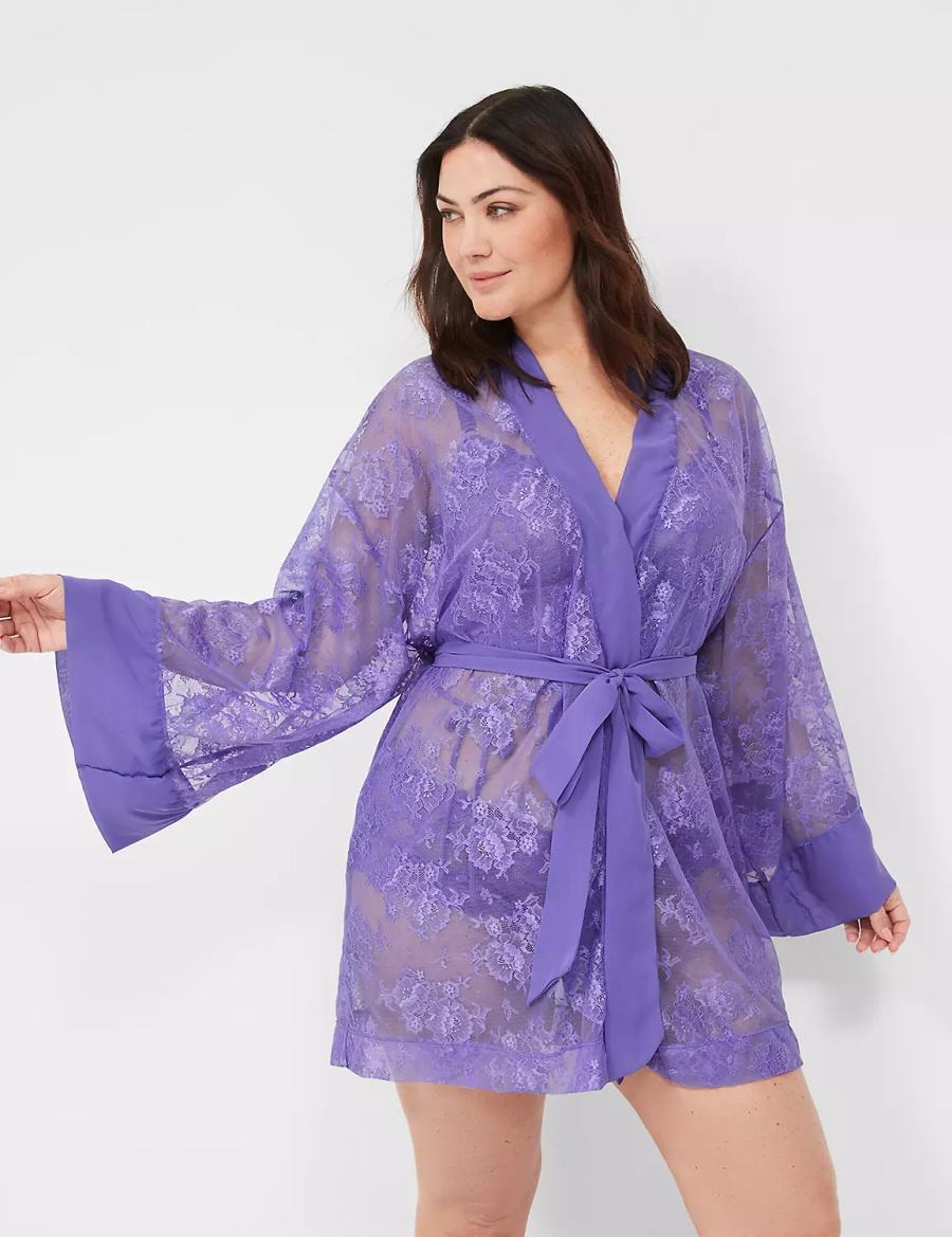 Women Lane Bryant Lace Robe Purple | NYY6250ET