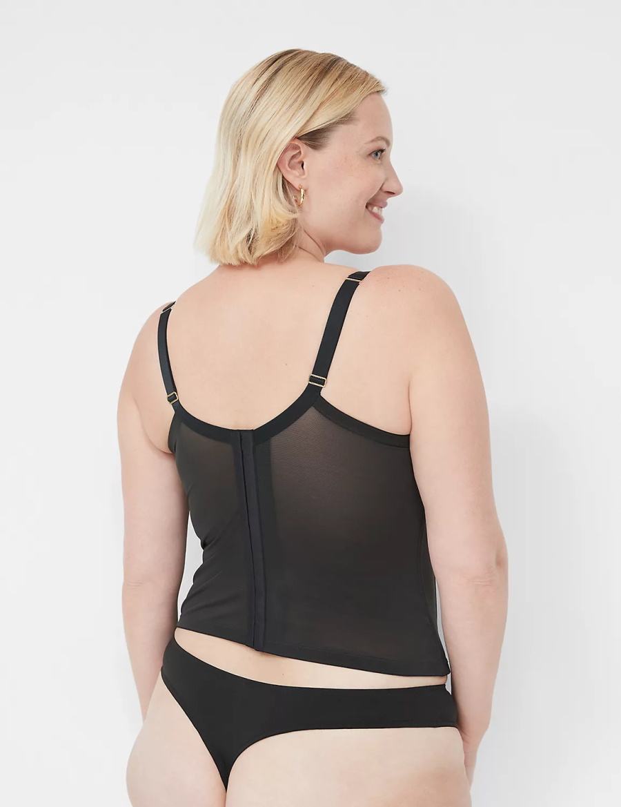 Women Lane Bryant Lace Thong Panty Black | YWL121KT