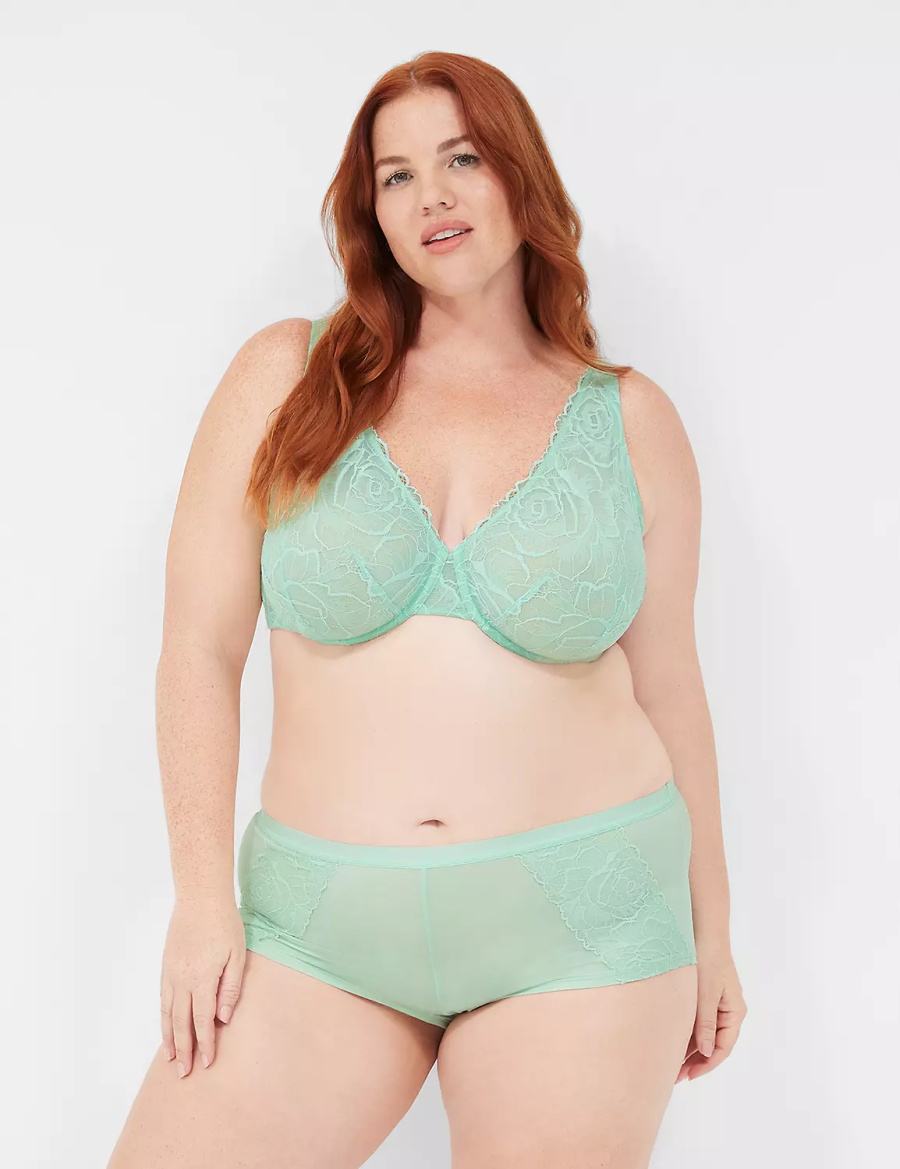 Women Lane Bryant Lace Unlined Full Coverage Bralettes Light Green | BCU1037ZR