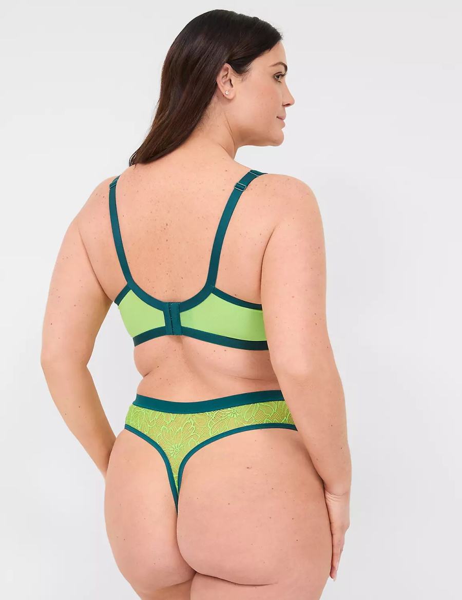 Women Lane Bryant Lace Unlined High Apex Bralettes Green | HQW3412OM