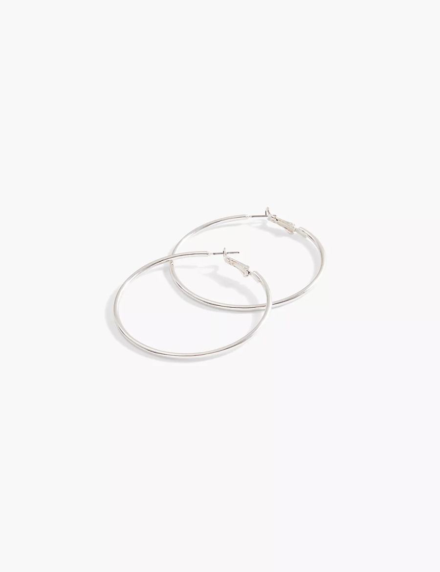 Women Lane Bryant Large Hoop Earrings Silver | FST271BG