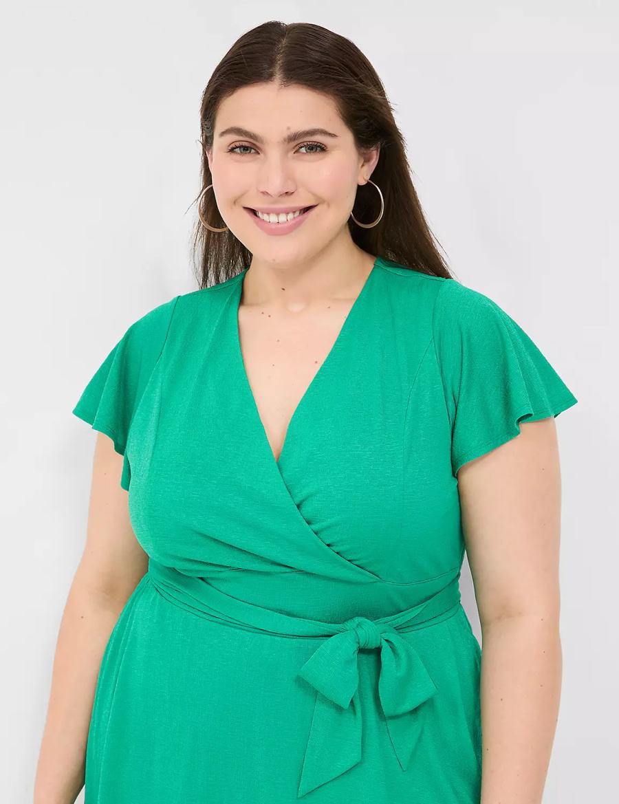 Women Lane Bryant Lena Surplice-Neck Knitted Dress Turquoise | FJN9619FE
