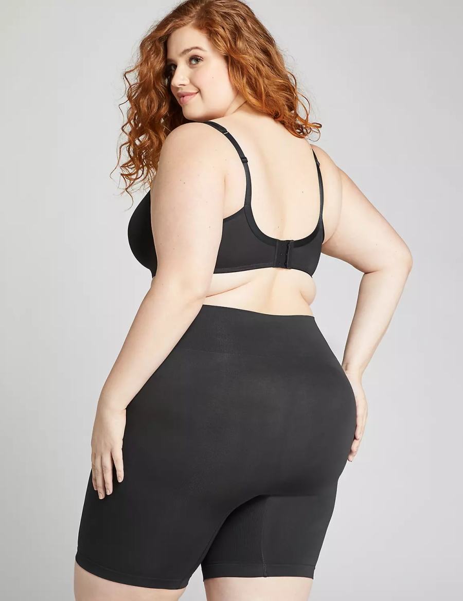 Women Lane Bryant Level 2 Shaping High-Waist Short Briefs Black | ZJW1315RP