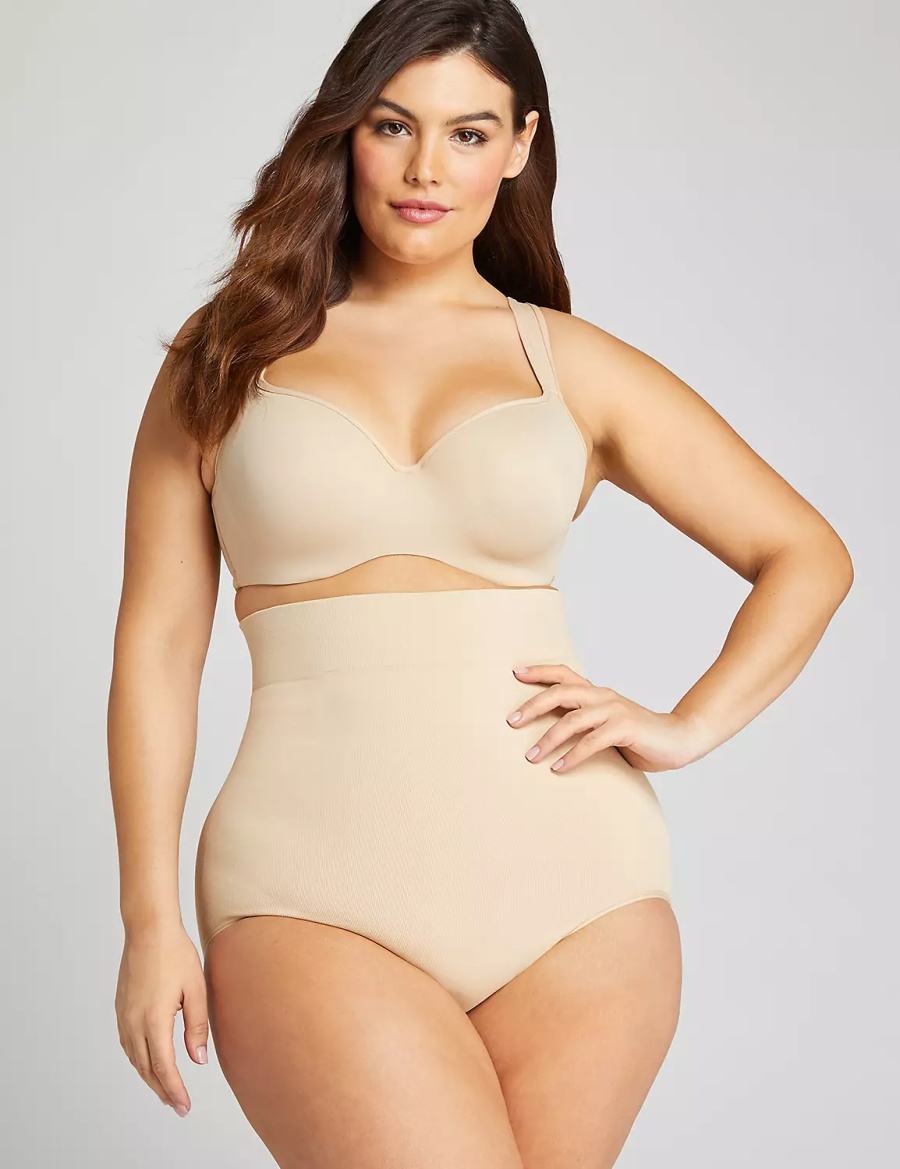 Women Lane Bryant Level 2 Shaping Ultra High-Waist Brief Briefs Beige | PCY2234TT