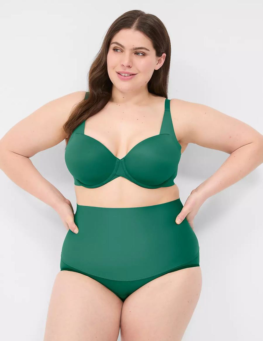 Women Lane Bryant Level 2 Totally Smooth High-Waist Briefs Dark Green | EEF7651SG