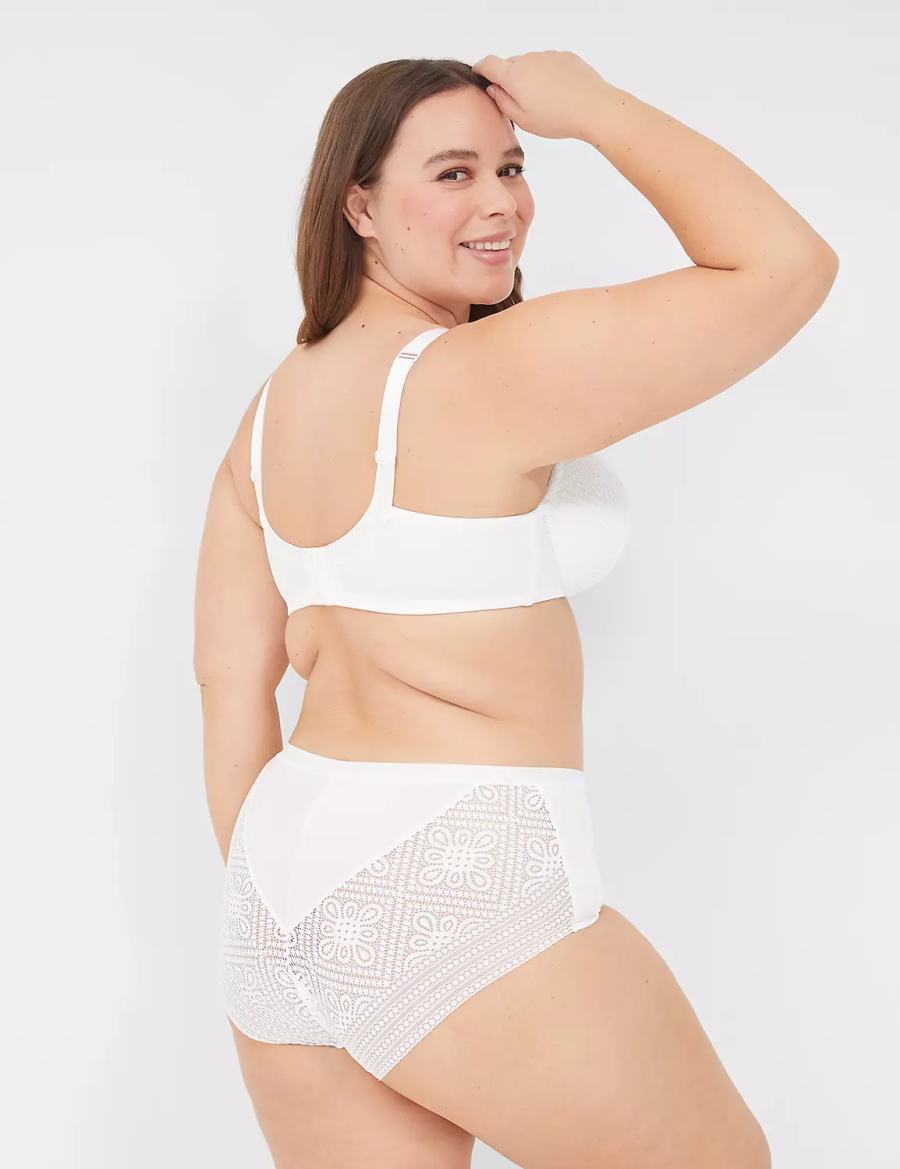 Women Lane Bryant Lightly Lined Full Coverage With Lace Bralettes White | EDU476IO