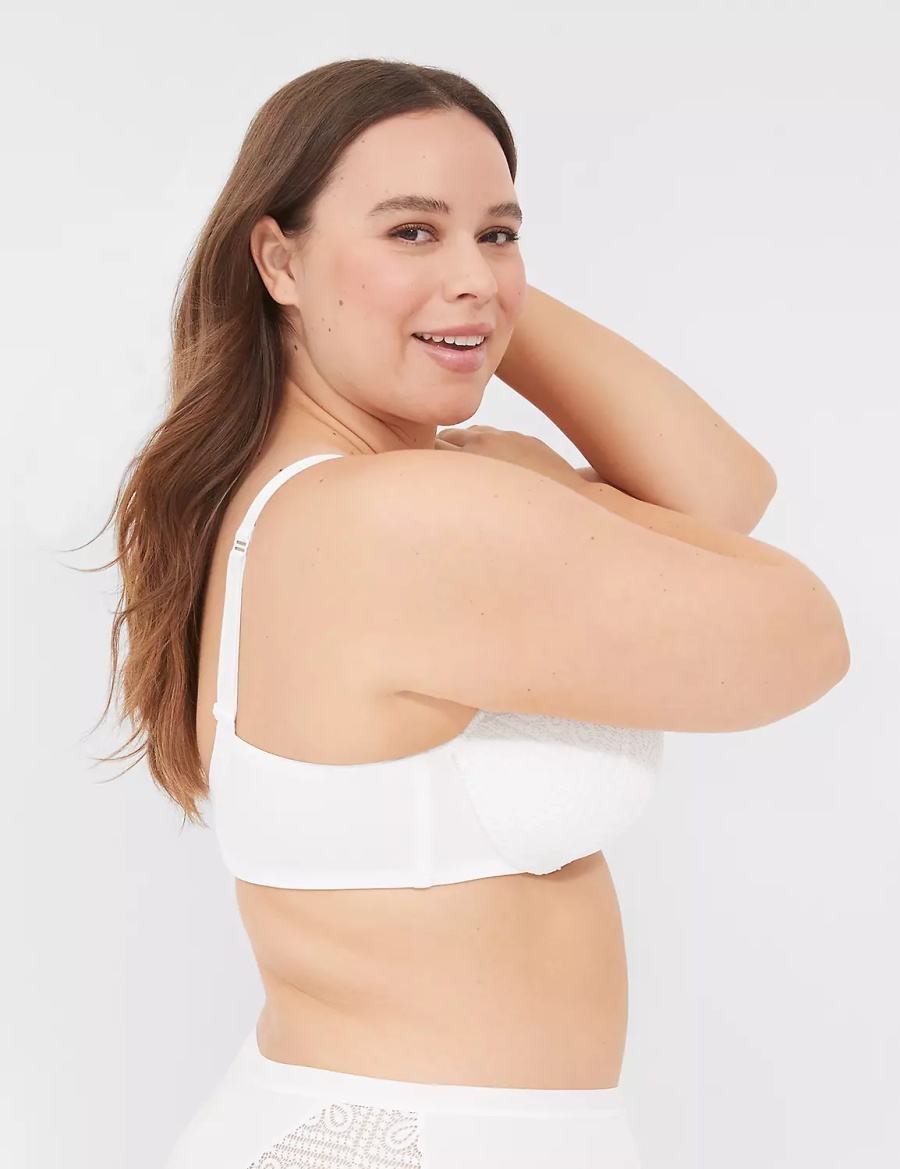 Women Lane Bryant Lightly Lined Full Coverage With Lace Bralettes White | EDU476IO