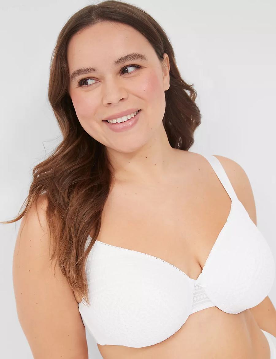 Women Lane Bryant Lightly Lined Full Coverage With Lace Bralettes White | EDU476IO