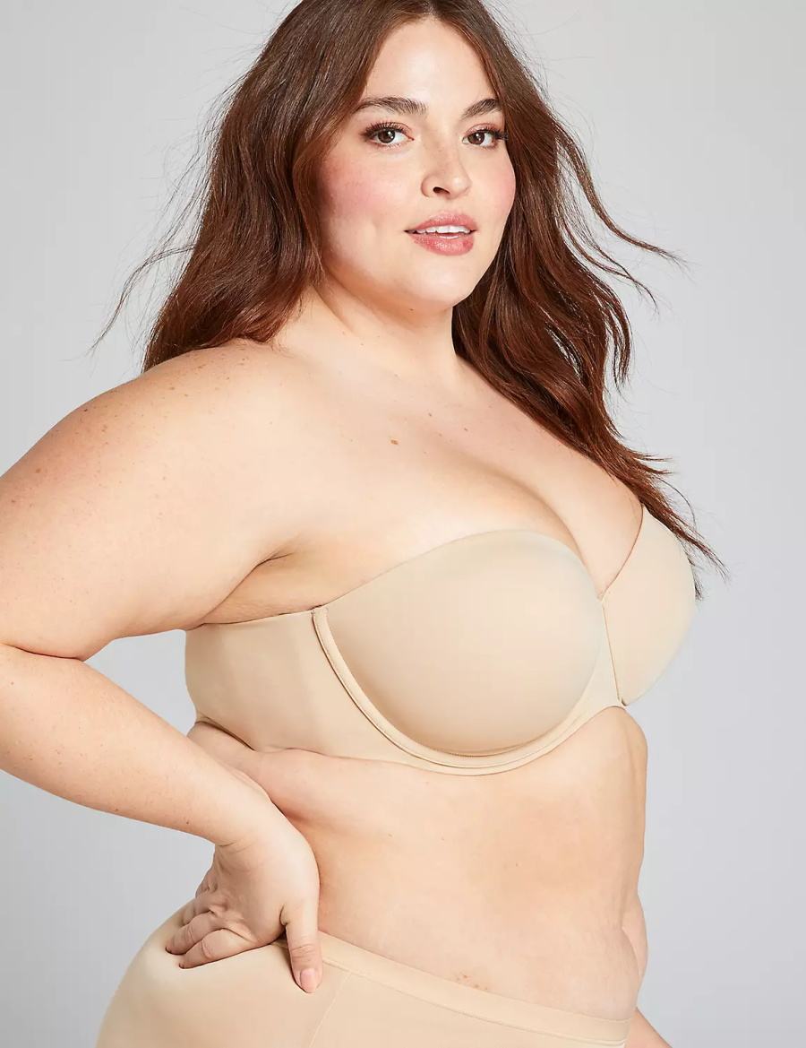 Women Lane Bryant Lightly Lined Multi-Way Strapless Bra Beige | WUO8953VD