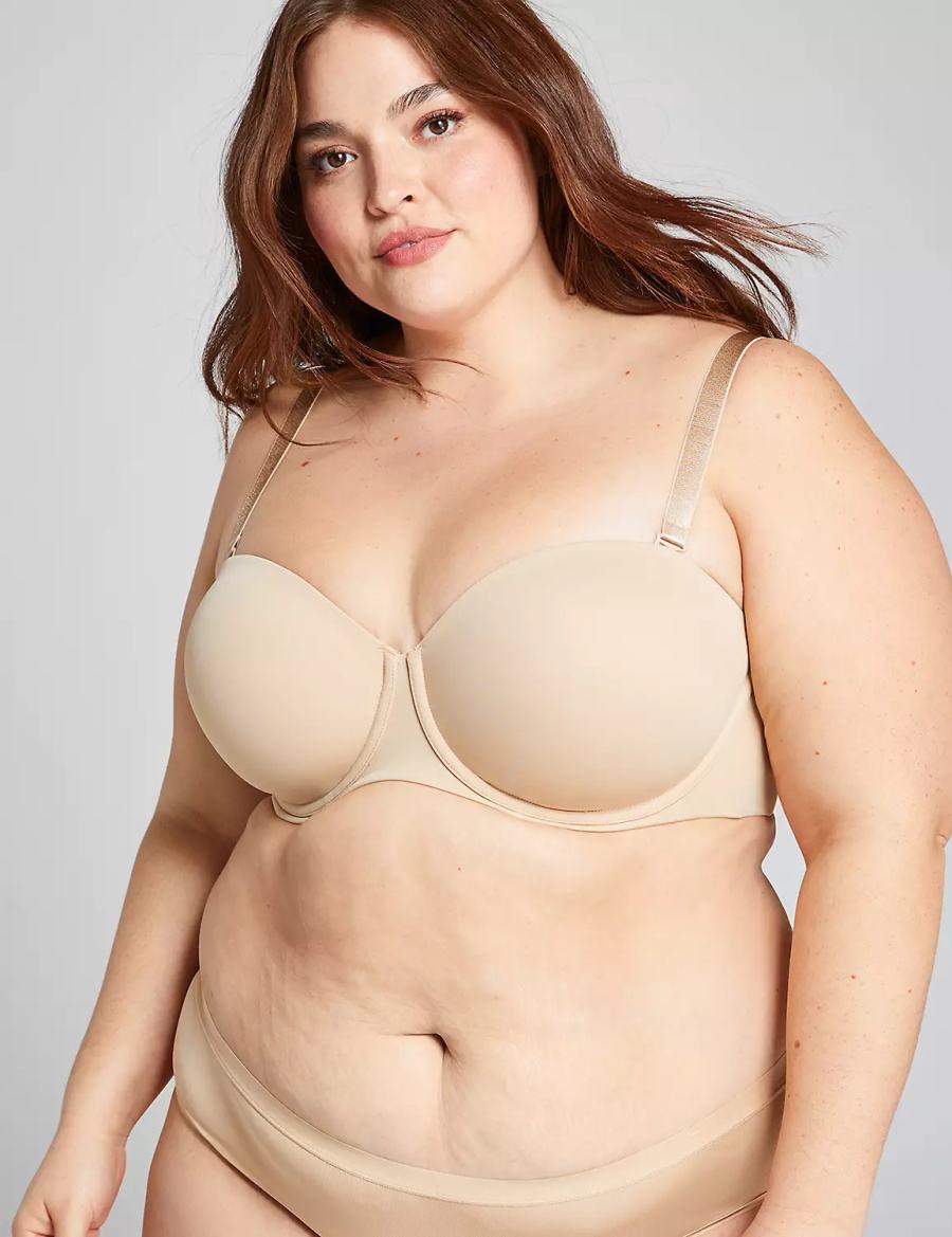 Women Lane Bryant Lightly Lined Multi-Way Strapless Bra Beige | WUO8953VD