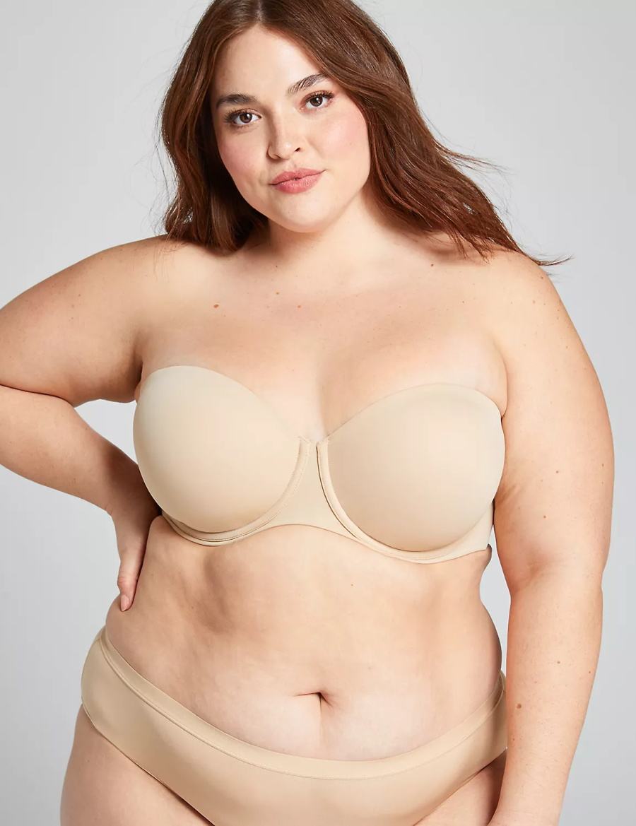 Women Lane Bryant Lightly Lined Multi-Way Strapless Bra Beige | WUO8953VD