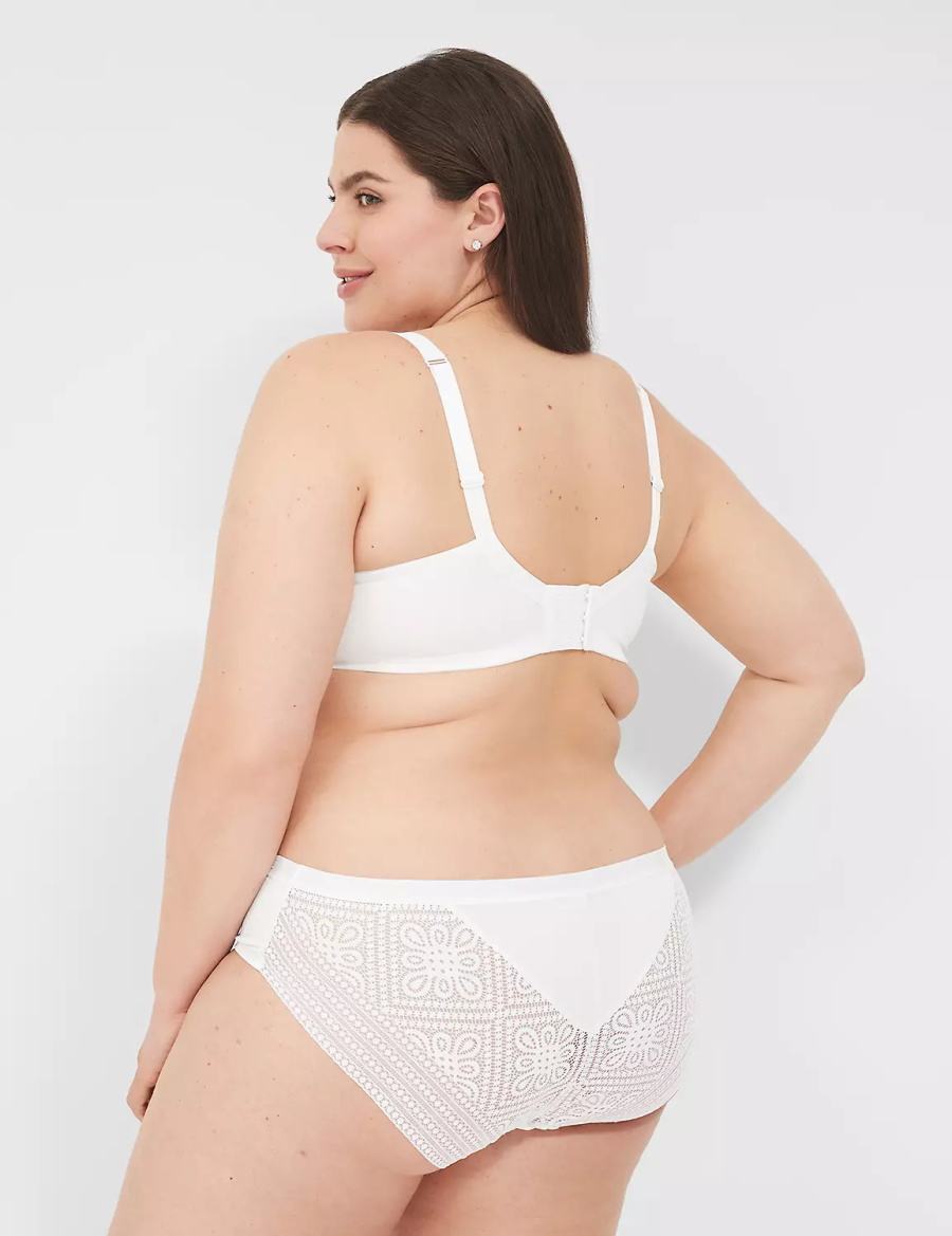 Women Lane Bryant Lightly Lined With Lace Balconette Bra White | MCY908VM