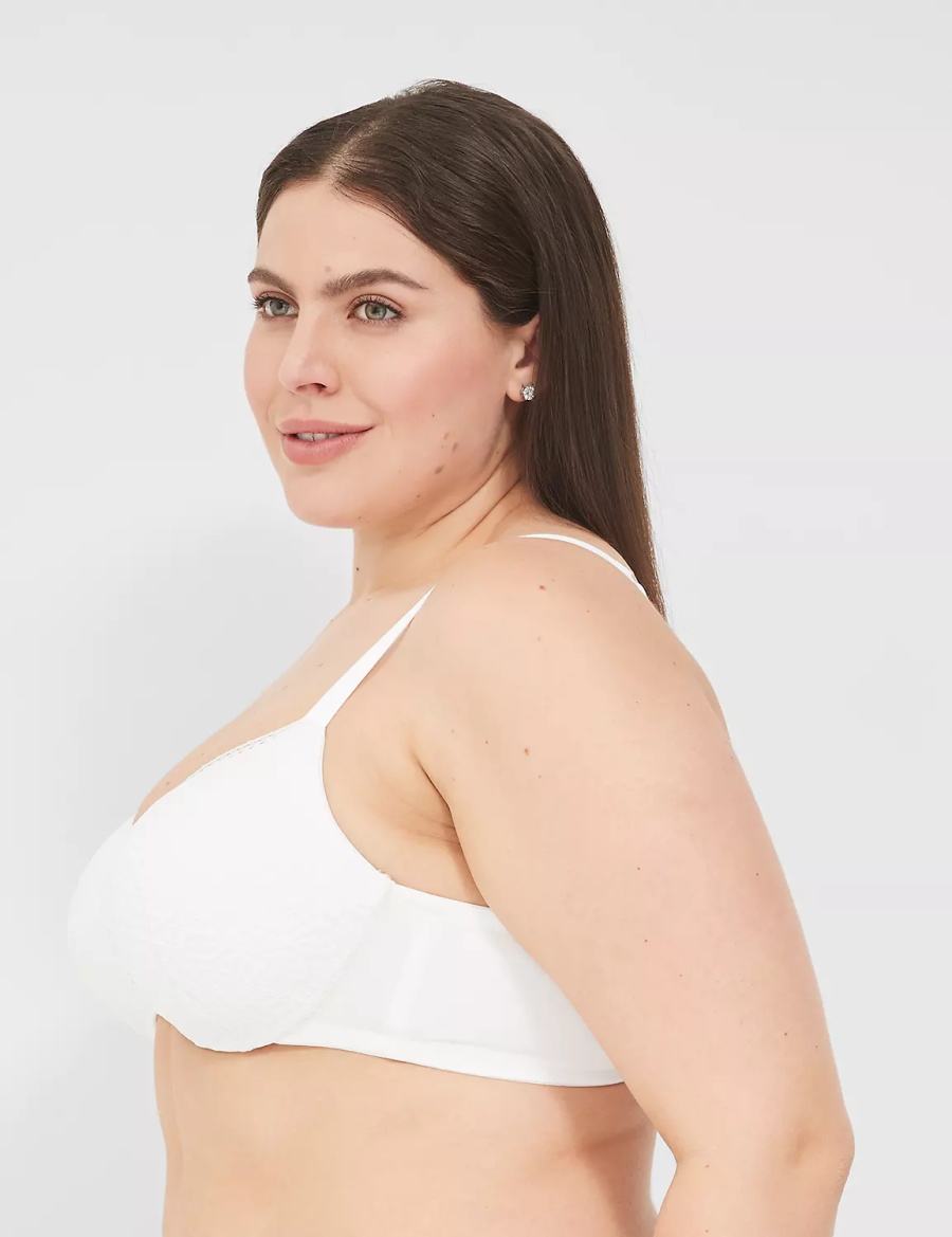 Women Lane Bryant Lightly Lined With Lace Balconette Bra White | MCY908VM