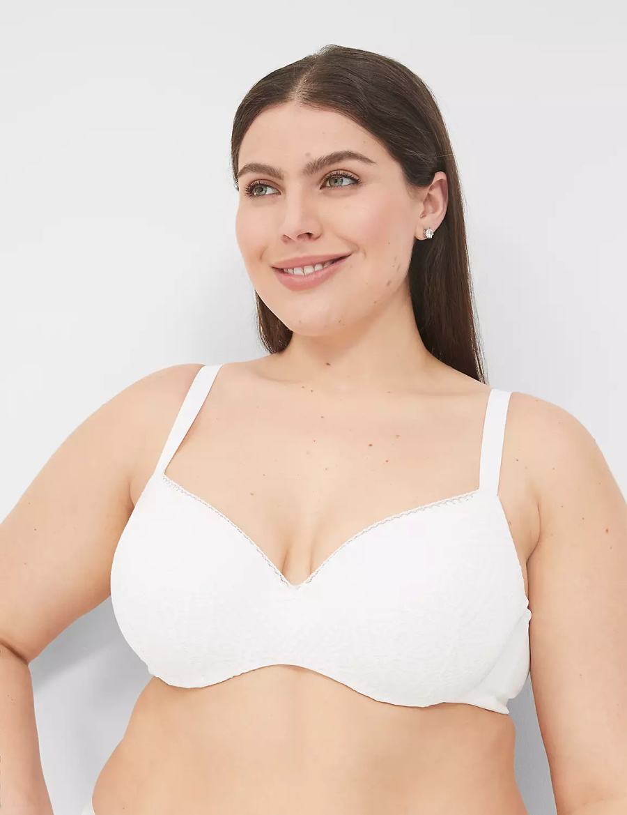 Women Lane Bryant Lightly Lined With Lace Balconette Bra White | MCY908VM