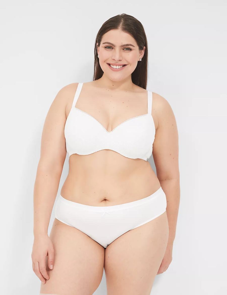 Women Lane Bryant Lightly Lined With Lace Balconette Bra White | MCY908VM