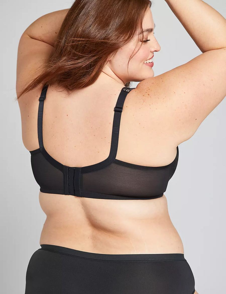 Women Lane Bryant Lightly Lined With Lace Balconette Bra Black | JWR8624PB