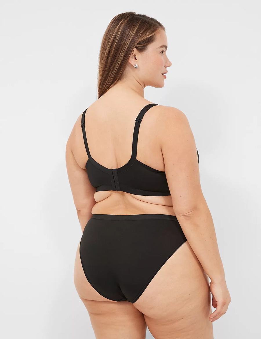 Women Lane Bryant Lightly Lined With Lace Balconette Bra Black | LAJ4721GE