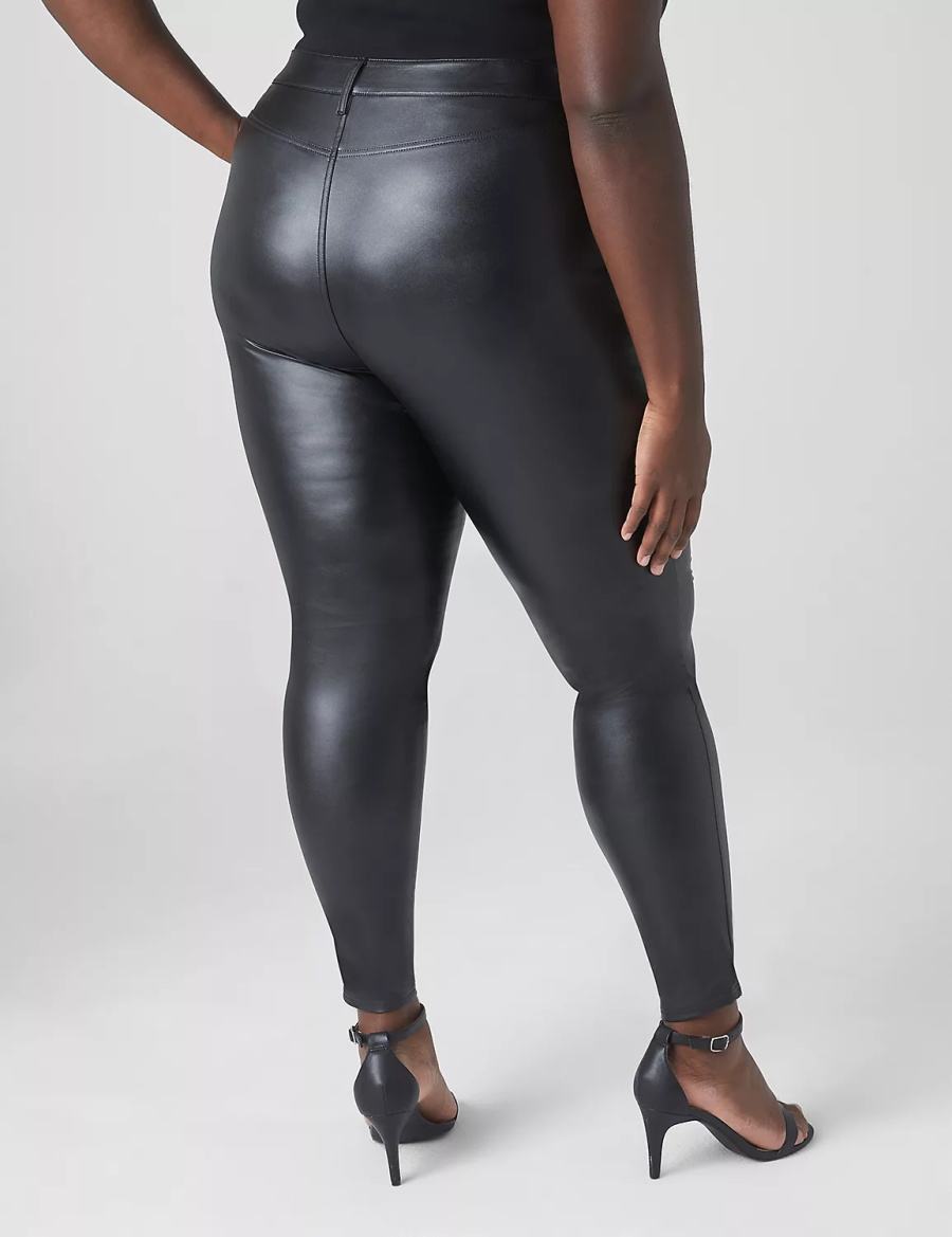 Women Lane Bryant Lightweight Faux-Leather Leggings Black | VEV2242QP