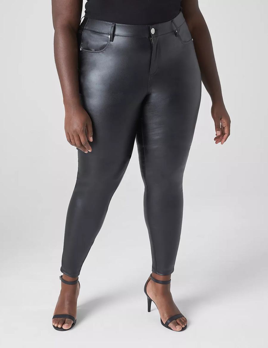Women Lane Bryant Lightweight Faux-Leather Leggings Black | VEV2242QP